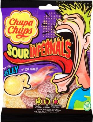 Жевательные кислые конфеты Chupa Chups (sour infernals Jelly) 150 гр