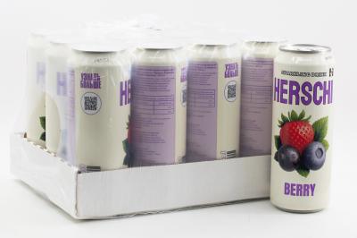 Напиток безалкогольный газированный HERSCHI Berry со вкусом Черники, Клубники, Черной смородины 450мл ж/б